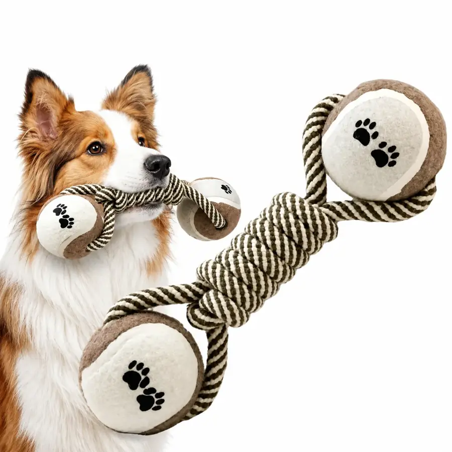Dumbbell-shaped knotted rope toy for dogs