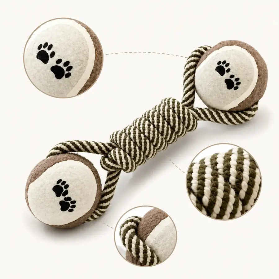 Close view of a knotted rope toy